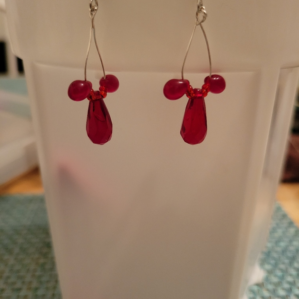 Red beaded earrings